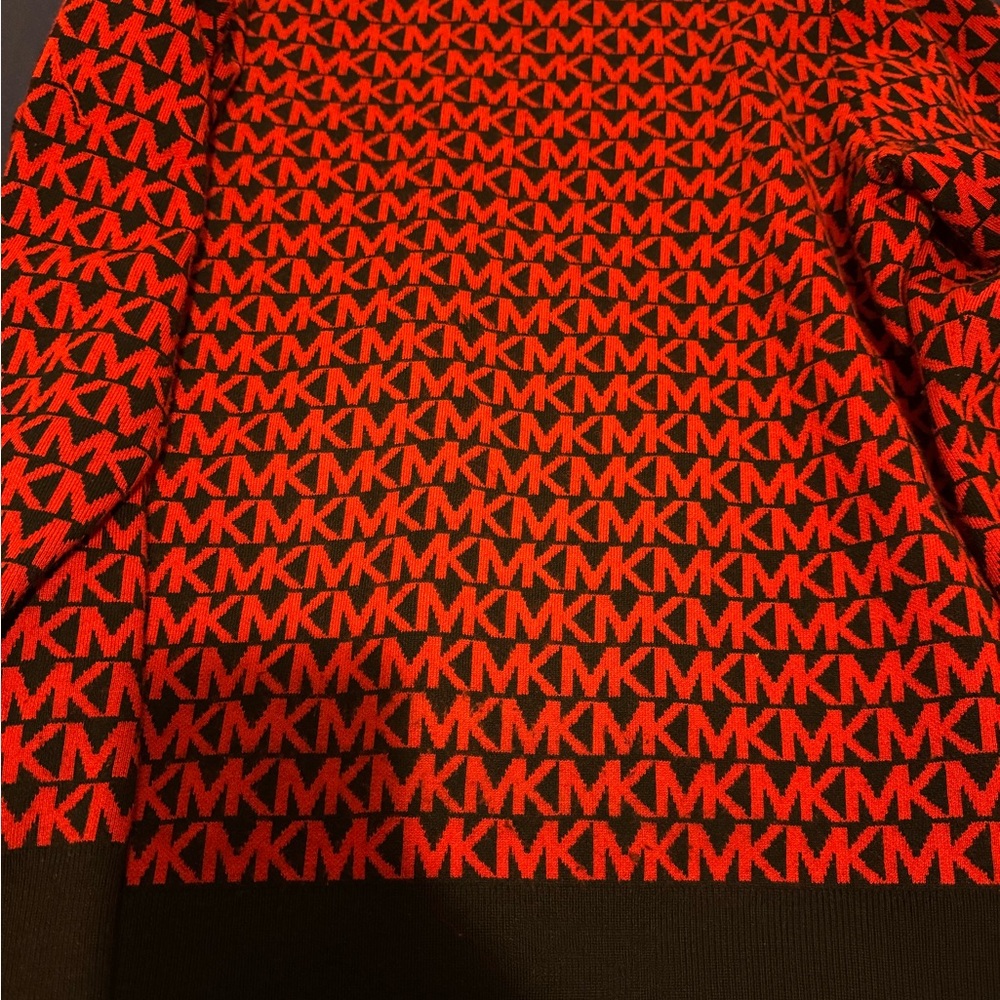 Michael Kors Vibrant Red and Black Knit Top